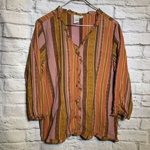 The territory ahead XL neutral stripe shirt 3222